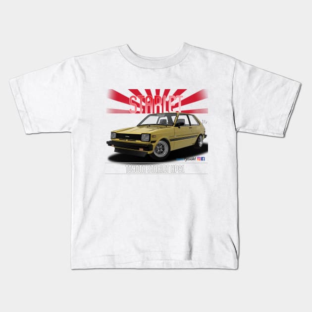 Toyota Starlet KP61 Yellow Kids T-Shirt by PjesusArt